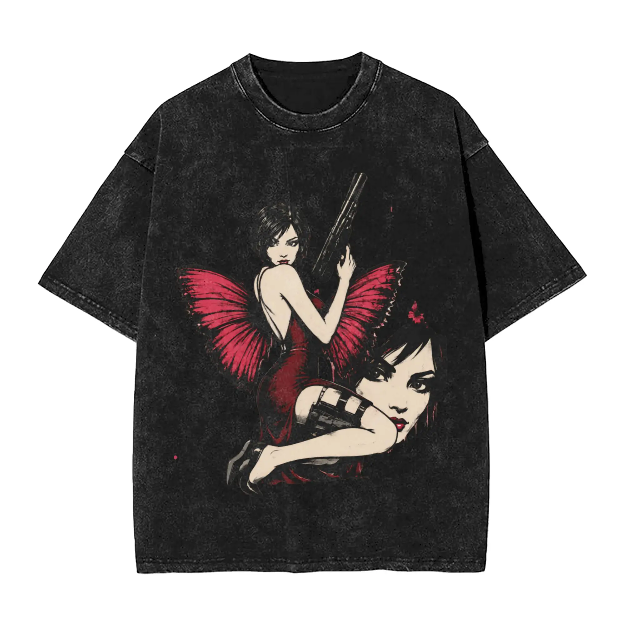 Ada Wong Red Dress T-Shirts for Men Residents Evil Novelty 100% Cotton Tees Round Collar Short Sleeve T Shirts Summer Clothing