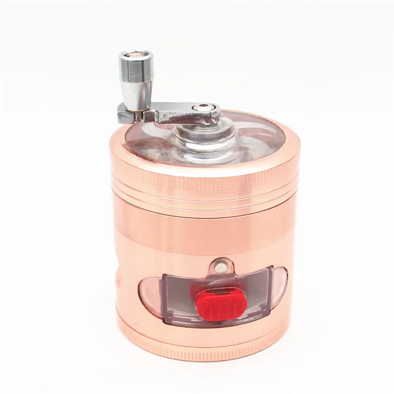 63Mm metal smoke grinder hand crank colorful gradual change with drawers grinder smoke grinder pipe