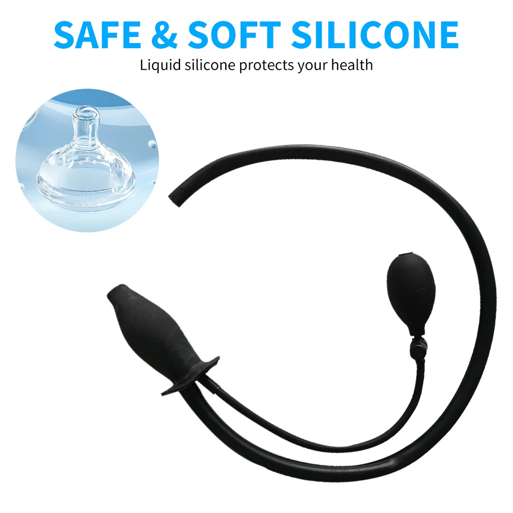 Latex Inflatable Mouth Gag Douche Silicone Enema Syringe Shower Cleaning Hollow Oral Gag Anal Butt Plug Sex Toy for couple Gay