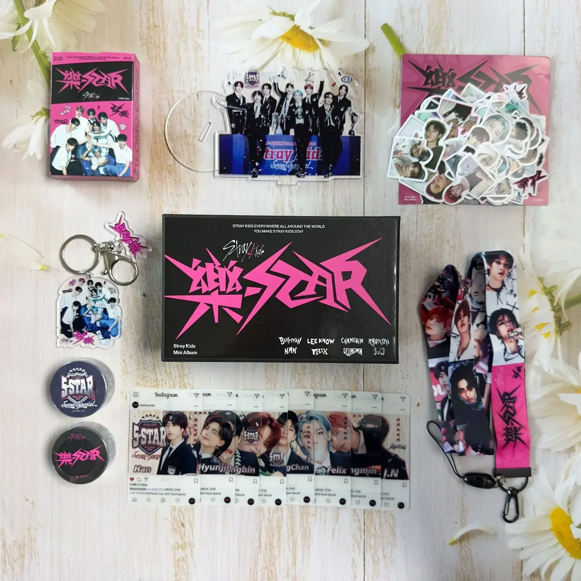 Kpop Photocards Gift Box Set RockStar New Album Lomo Card Stickers Lanyard Keychains Fans Gifts