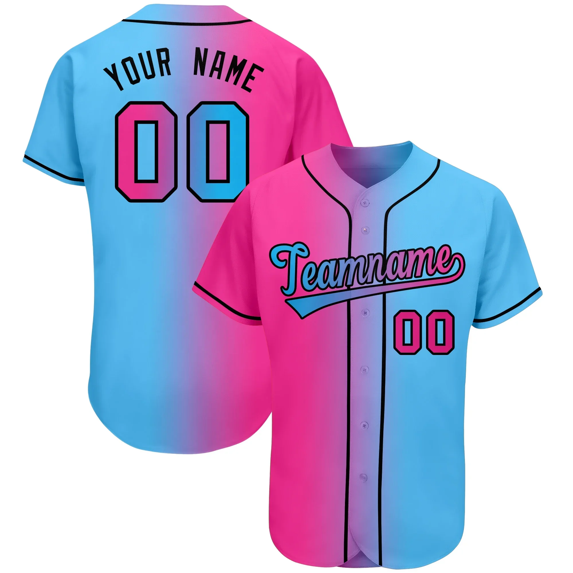 Custom Baseball Shirt Unique Fashion Gradient Baseball Jersey Hip Hop Street Style Printed Men's/Youth Softball Training Uniform