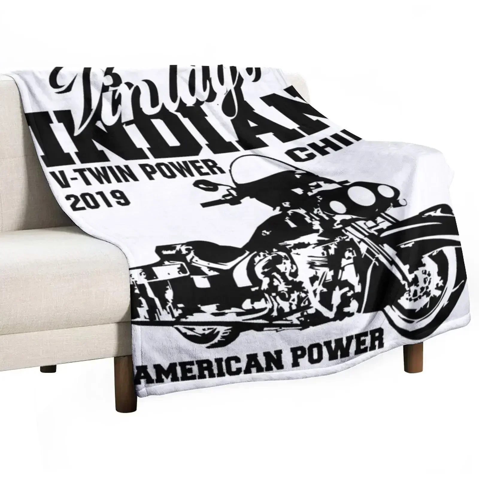 VINATGE Indian Chief Classic Motorcycles - American Power Throw Blanket Luxury Throw Furry Blankets