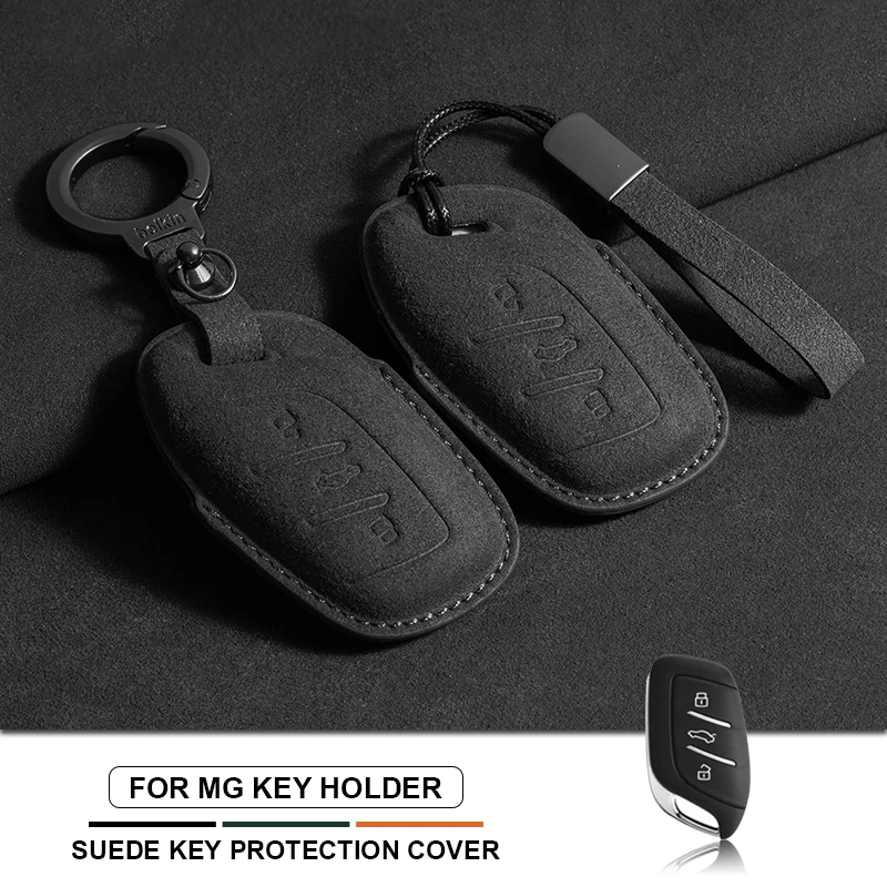 

Suede Leather Car Key Case Cover For MG ZS EV MG5 MG6 MG4 EZS HS EHS For Roewe RX5 I6 I5 RX3 RX8 ERX5 MG5 Keychain Accessories