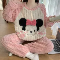 Disney pajamas winter warm two-piece set Minnie loungewear Disney loungewear cute cartoon Minnie winter warm pajamas
