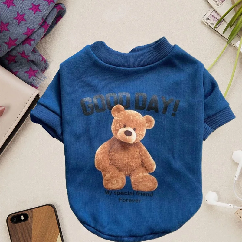 Autumn Winter Cat Vest Sport Cats Clothing T-Shirt Cartoon Bear Crew Neck Puppy Hoodie Pet Dog Clothes For Small Dogs Pet Items