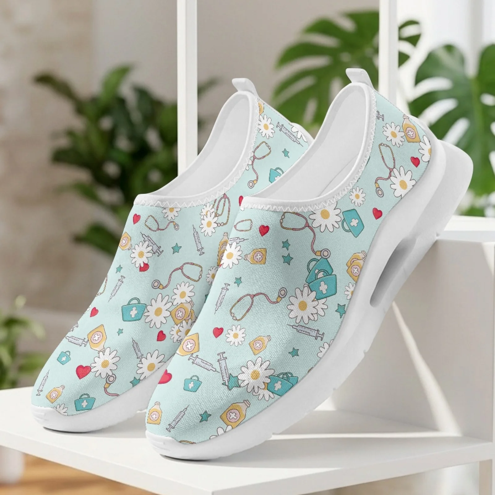 XIXIRIMIDO Women's Slip-on Wide-toed Shoe Nurse Shoes Men's Sneakers and Casual Shoes Zapatillas de Mujer Soft Healthcare Daisy