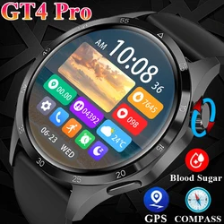 New GPS Smart Watch Men For GT4 Pro Plus 360*360 HD Screen Heart rate Bluetooth Call NFC IP68 Waterproof Blood Sugar Smartwatch