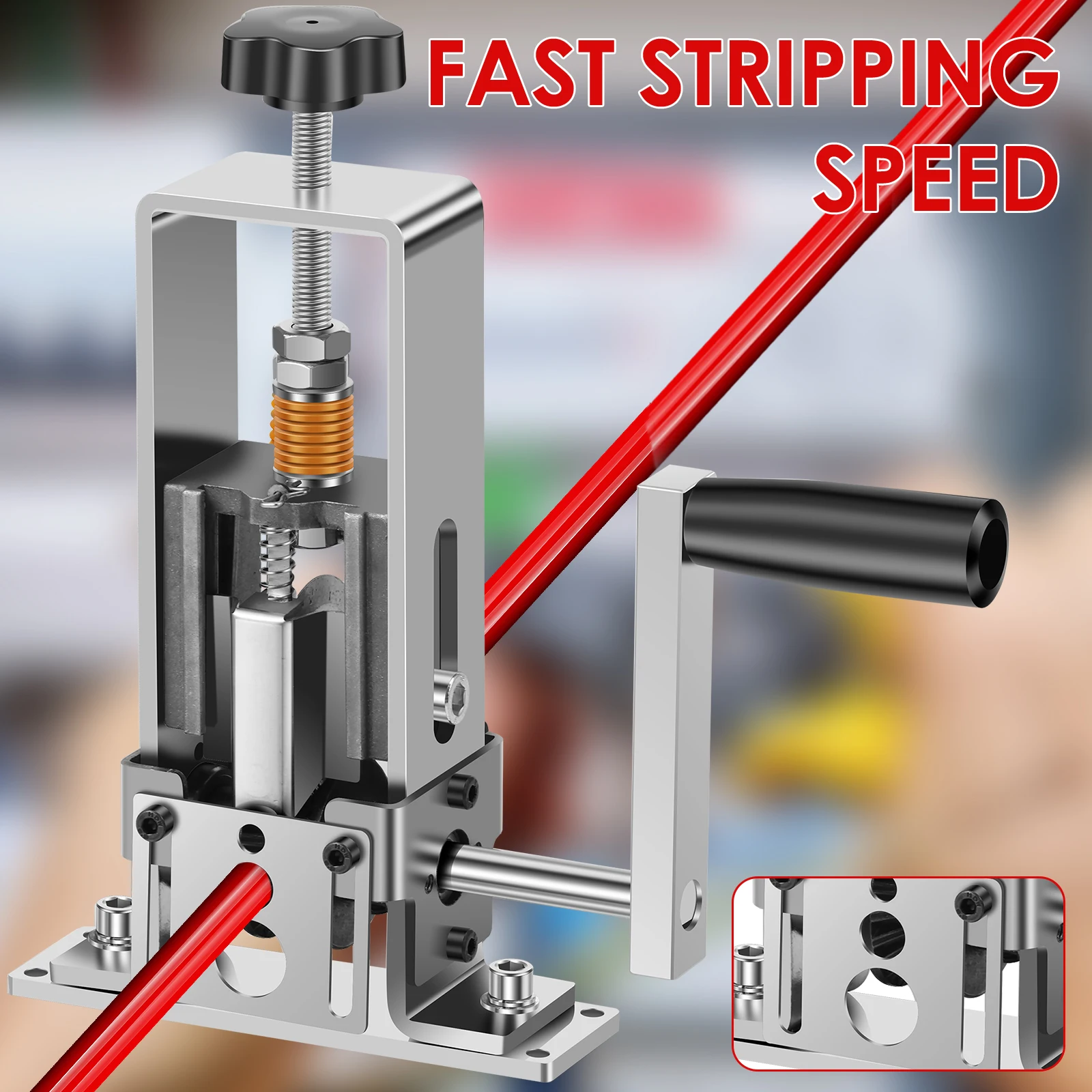เครื่องตัดสายไฟสําหรับ 1 ถึง 25 มม.ที่มีประสิทธิภาพสูงสาย Peeler แบบพกพา Hand Crank หรือเจาะ powered Wire Stripper