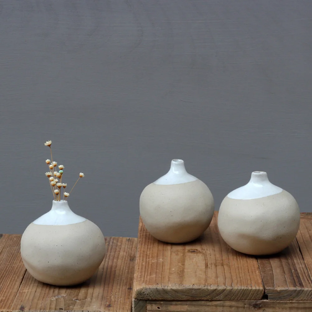 

1Pcs Ceramic Small Vase Simple Design Thin Mouth Hydroponic Flower Vase Desktop Decor Water Planting Home Decor