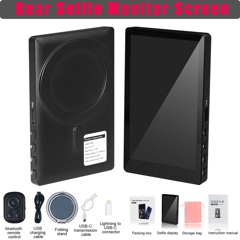 

Wireless Magnetic Selfie Rear Camera Monitor Screen for Phone Camcorder Lens Smartphone Selfie Vlog Live Stream Video Recording