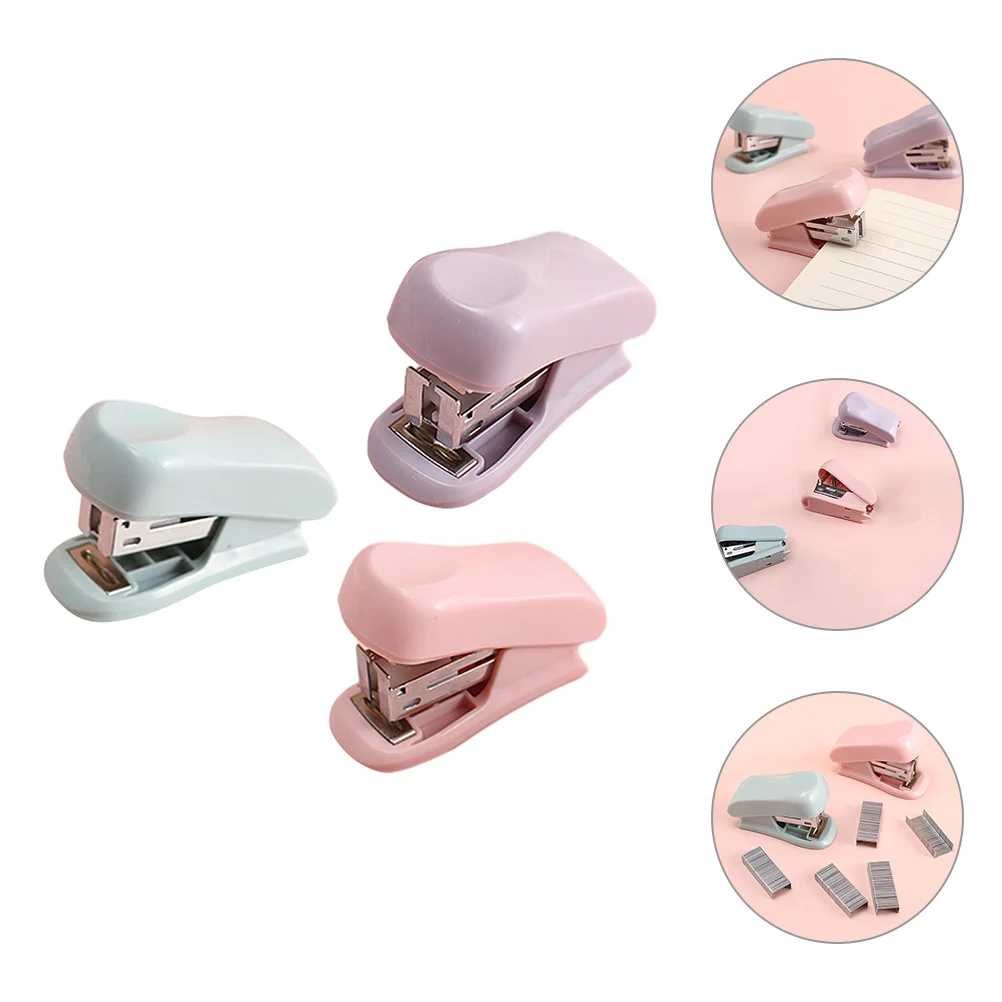 3 Pcs Aesthetic Mini Stapler Office Stationery Small Tape Dispenser Cute Student