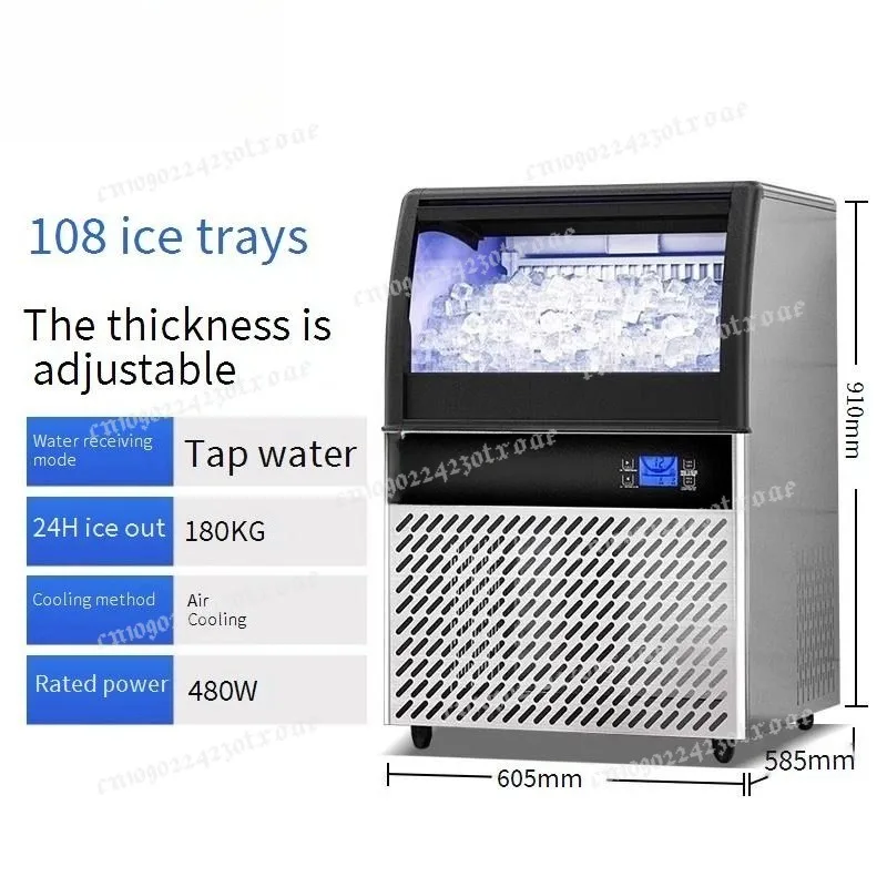 Commercial Large Capacity Square Ice Cube Maker Automatic Ice Making Machine for Milk Tea Shop 108 Grids 397Lbs/24H