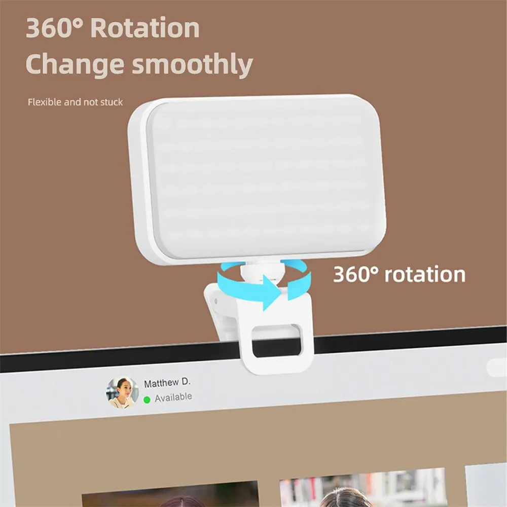 ไฟเติมสำหรับโทรศัพท์ไฟแบบคลิปติดบนแล็ปท็อปไฟ LED ถ่ายภาพสดไฟเติมแสงสำหรับใช้ในการประชุมการแต่งหน้าซูม