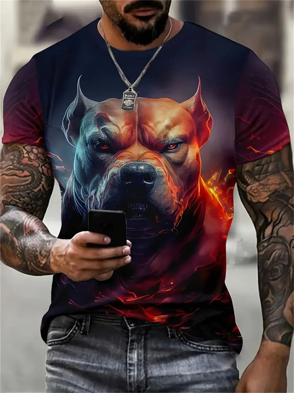Sommer männer Weiche 3D Gedruckt Trendy Hund Muster Schnell Trocknend Kurzarm Top Outdoor Mode männer Rundhals T-shirt