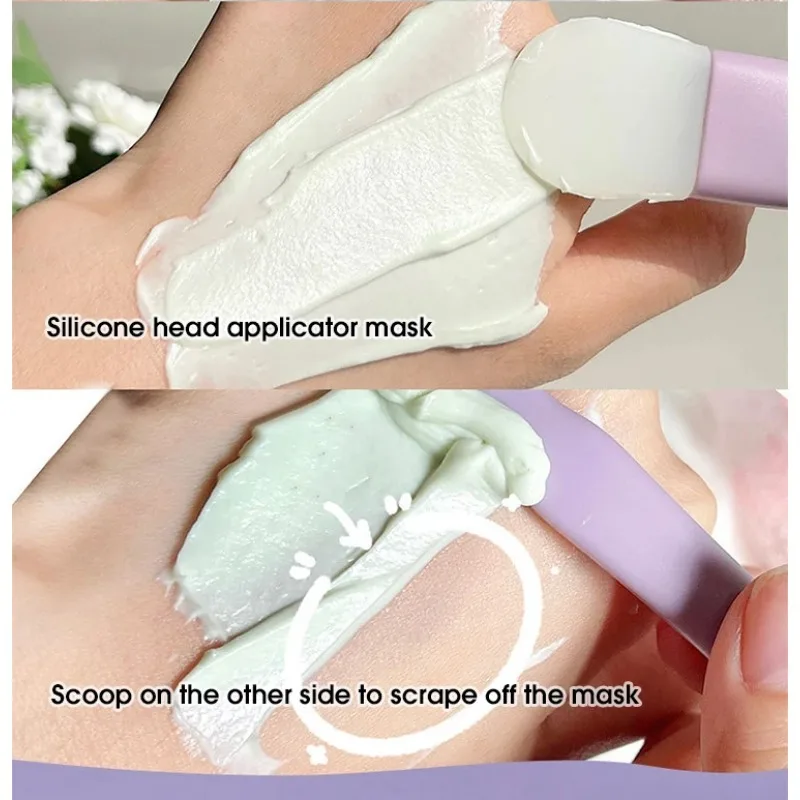 فرشاة قناع الوجه من السيليكون برأس ناعم مع مكشطة متكاملة ذات الاستخدام المزدوج فرشاة فيلم الطين DIY أداة ضبط الجمال للعناية بالبشرة