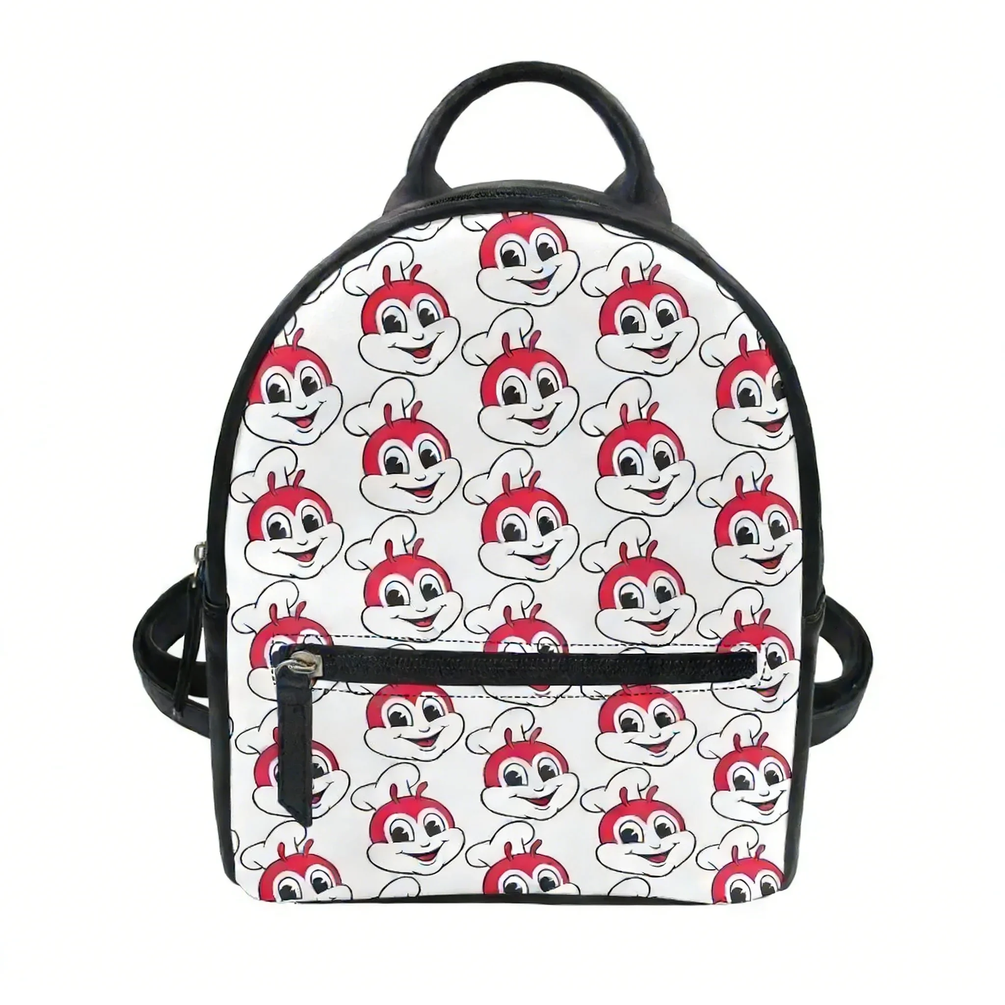 

J-Jollibee Philippine Fast Food Custom Backpack Purse Women Carter Schoolbag Double Shoulder Bag Mini Daypack Leather Travel Bag