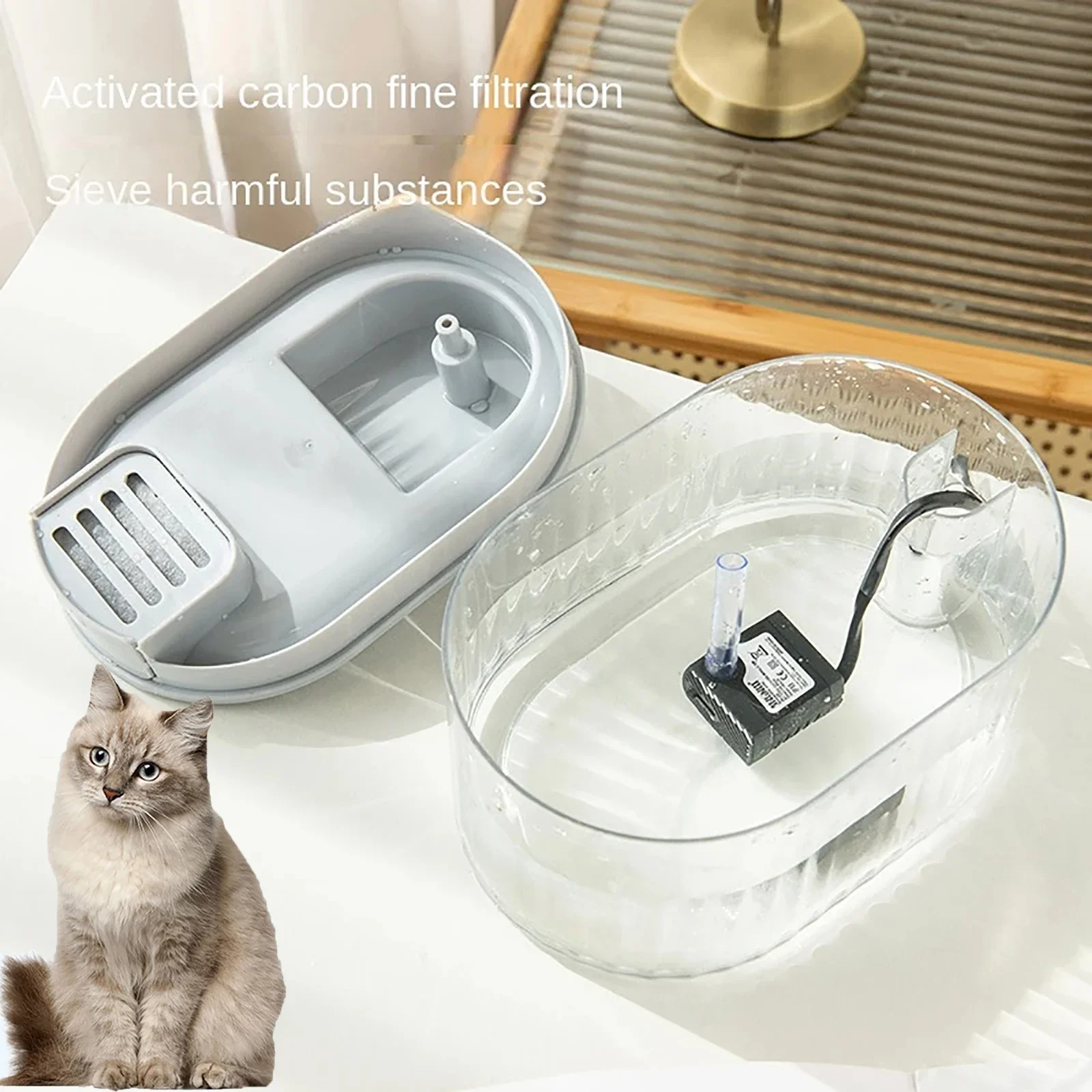 1.5L Cat Water Fountain Auto Recirculate Filter Large Capacity Filtring Cat Water Drinker USB Electric Mute Cats Water Dispenser