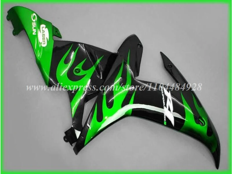 4Gifts New ABS Motorcycle Fairings Kit Fit For YAMAHA R1 2002 2003 02 03 Bodywork Set Custom Black Green Flame