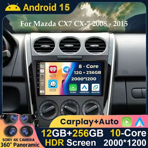 Android 15 Carplay対応 Mazda CX-7 CX7 CX 7 2007 2008 2009 2010 2011 - 2014 カーラジオ GPSナビゲーション マルチメディア ビデオプレーヤー