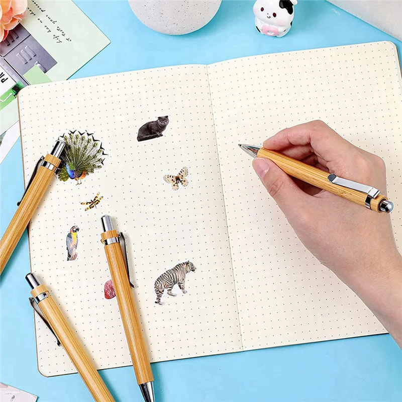 160-pcs-ballpoint-pen-set-bamboo-and-wood-writing-tools-80-pcs-black-ink-80-pcs-blue-ink