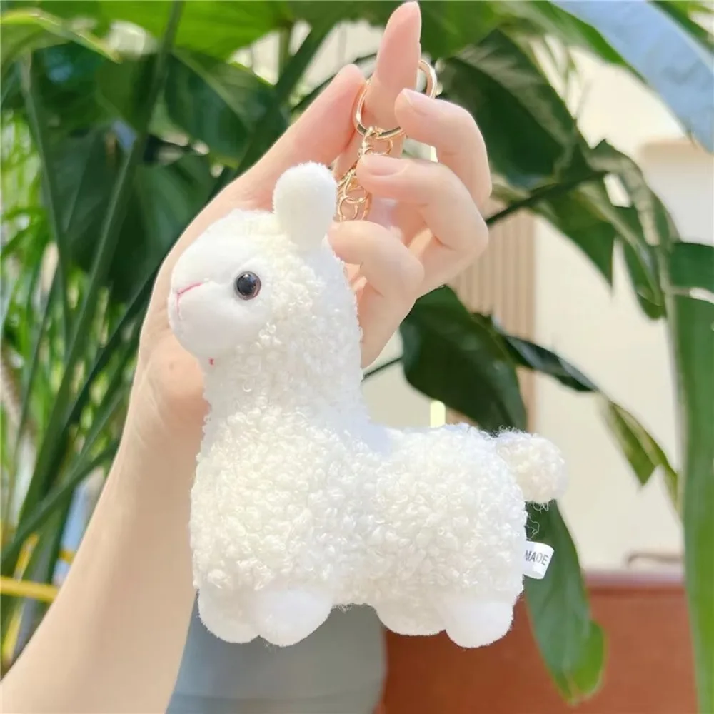 New Cartoon Cute Alpaca Keychain Kawaii Creative Backpack Bag Key Chain Plush Key Ring