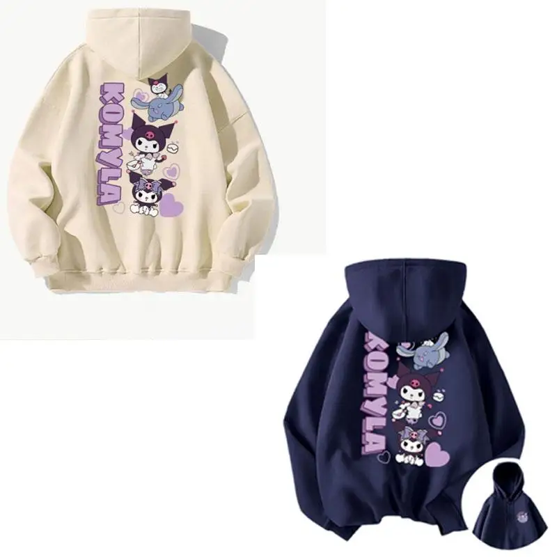 Sanrio kuromi moletons kawaii anime impressão dos desenhos animados outono inverno à prova de vento estudantes bonito menina relaxado lazer topos