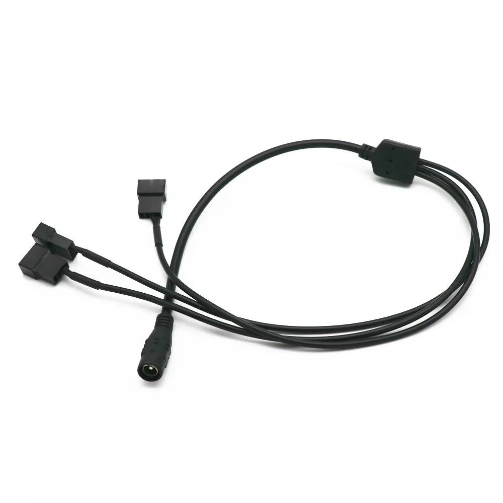 US Regulation 12V DC Power Supply 5.5*2.1mm Adapter Cables For 3Pcs 3Pin 4Pin PWM Computer PC Case Fan Cable