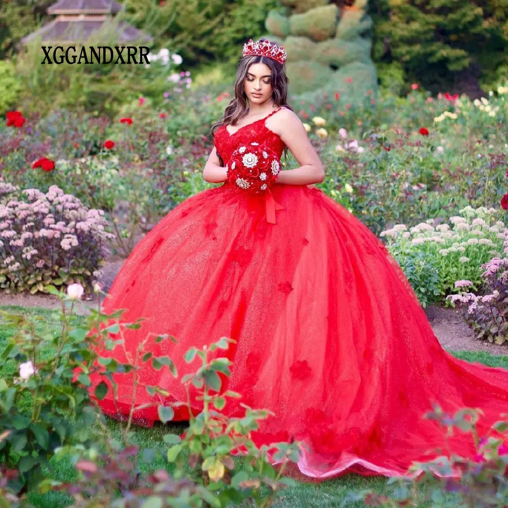 Elegante vestido De baile rojo con tirantes finos, Vestidos De quinceañera 2026, Vestidos De princesa De 15 Años, fiesta De cumpleaños, Miss Custom Made Miss