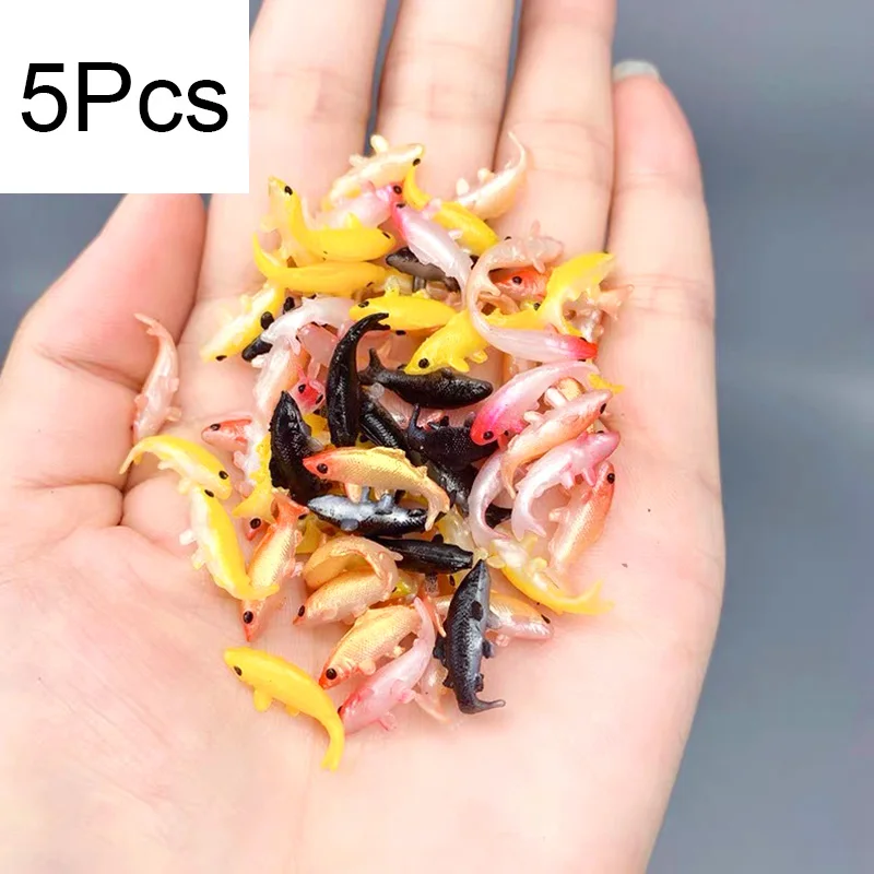 5Pcs/Set Cute Random Color Soft Plastic Goldfishes Models Epoxy Filling Material Crystal Ocean Resin 3D Fish Miniature Dollhouse