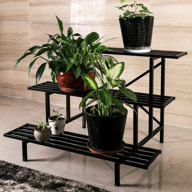 Heavy Duty 3 Tier Plant Stand para Casa, Jardim, Amantes de Plantas, Rack De Armazenamento De Metal, Prateleira, Suporte de exibição autônomo