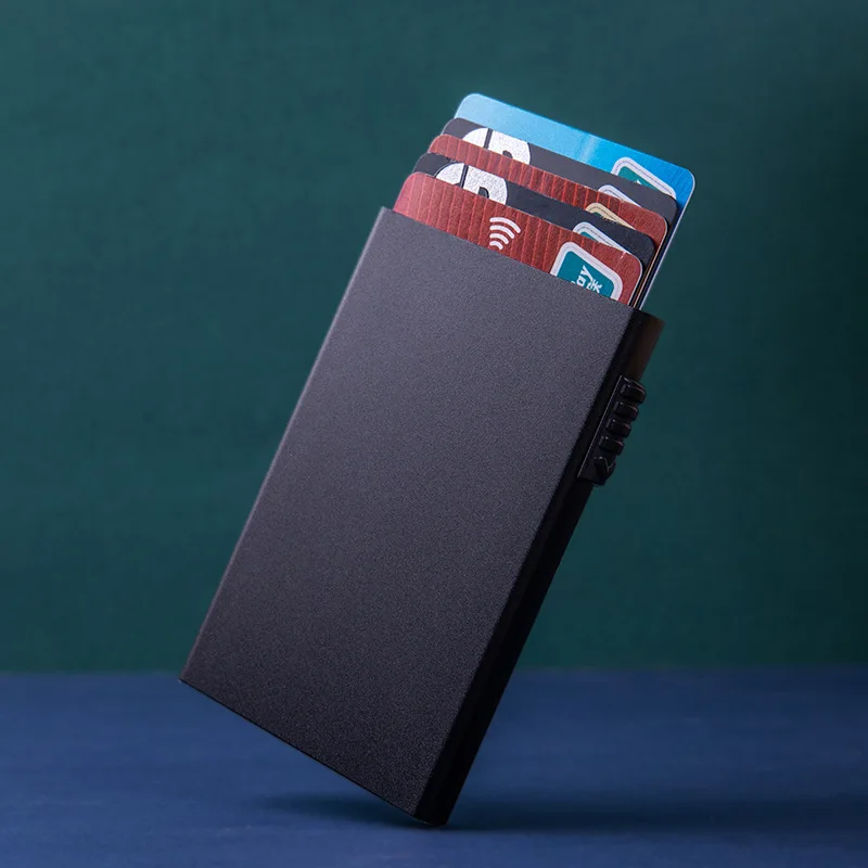 Magischer Ausweis- und Kreditkartenhalter, Smart Wallet für Damen und Herren, ID-Kartenetui, Metall, dünn, schlank, Pop-Up, Aluminium, minimalistische Geldbörse – Detail 22