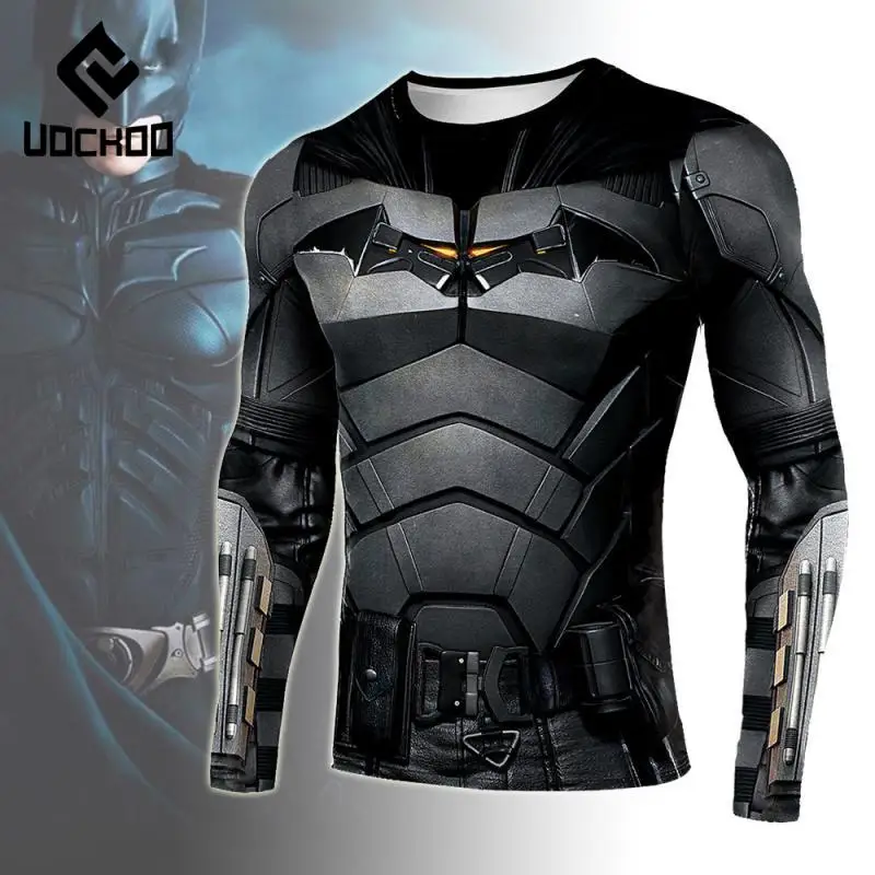 

Carnival Bat Print Compression T-Shirt Men Anime Hero Cosplay Costume Carnival Party Tops Fitness Quick Drying Tee Male Clothes