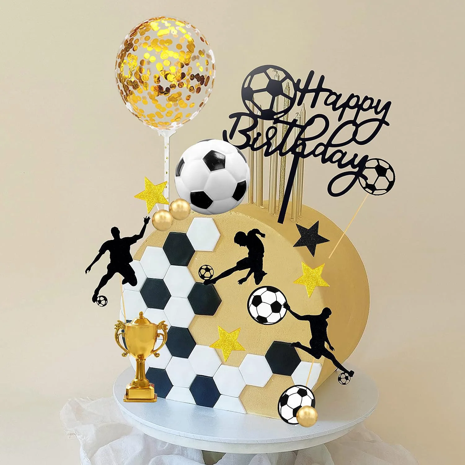 37PCS Sport Kuchen Dekoration mit Fußball Fußball Baseball Basketball Tennis Golf für Jungen Sport Thema Geburtstag Party Supplies – Detail 18