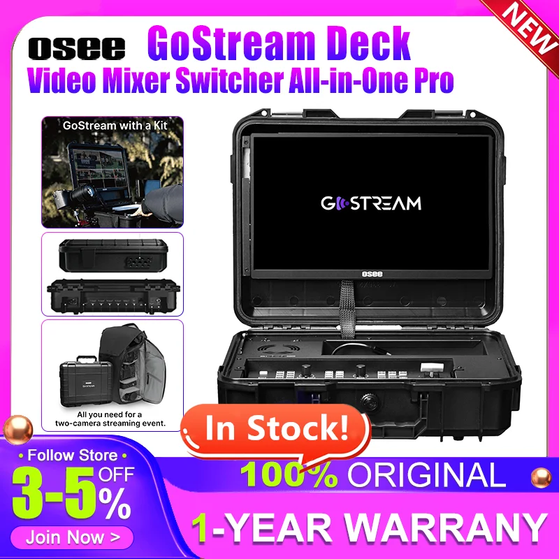 【In Stock】Osee GoStream Deck Kit All-in-One Pro Multi Format Live Streaming Switcher Kit With14inch Screen 4xHDMI Inputs