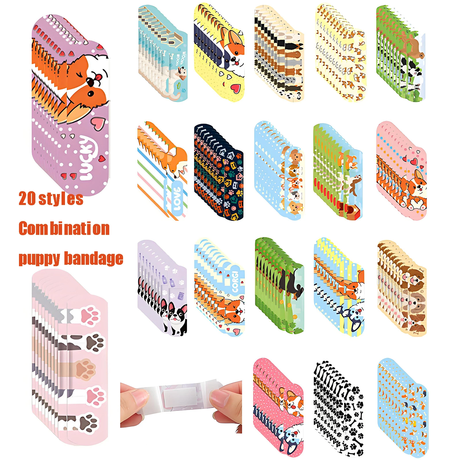 30/60pcs Cute Dog Pattern Adhesive Bandages for Kids and Adults Cartoon Band Aid Sticking Patches for Wound Dressing Woundplast
