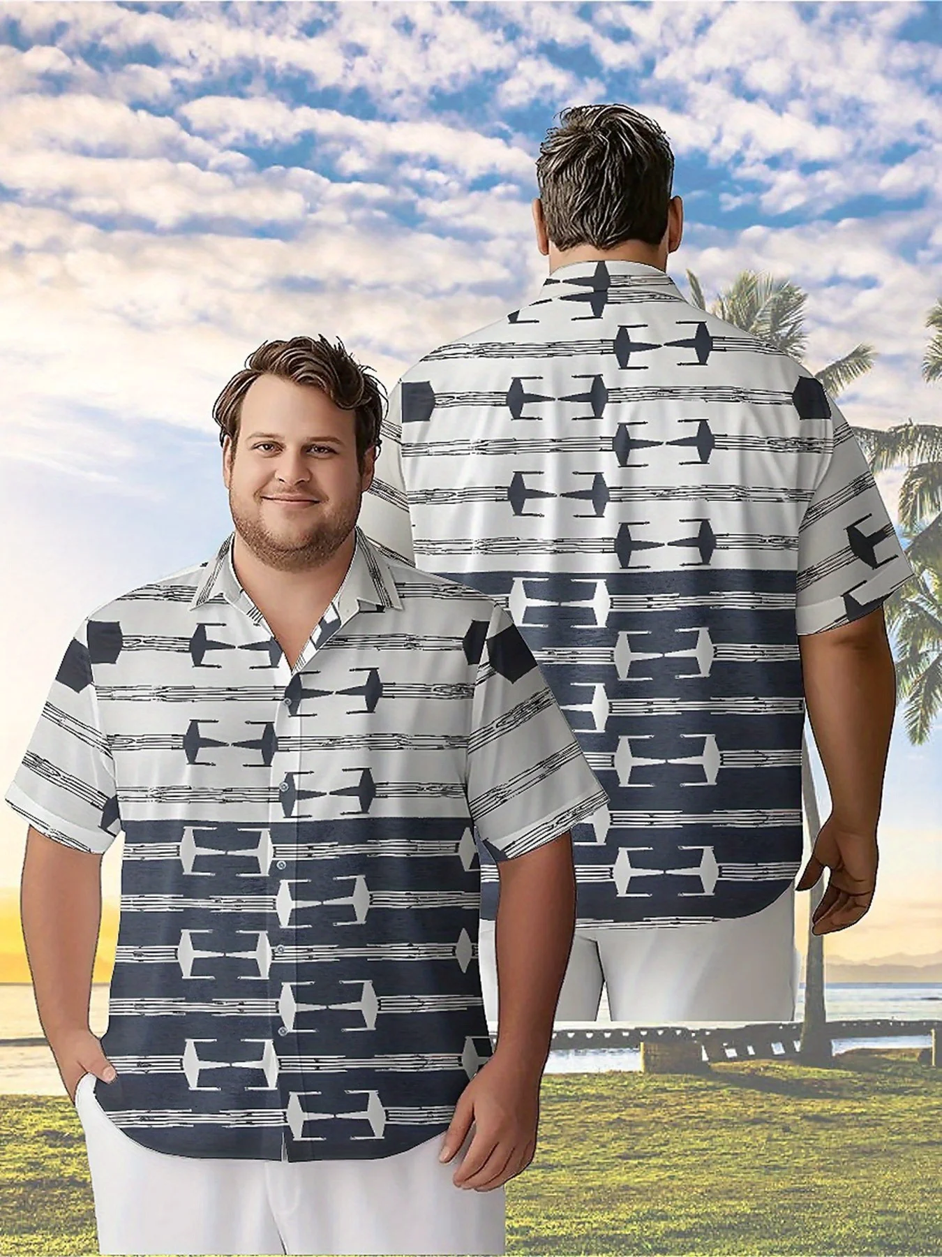 

Men's Plus Size Hawaiian Shirts Geometric Pattern Pattern, Button Up Shirts, Unisex Casual Clothing, Summer Tops