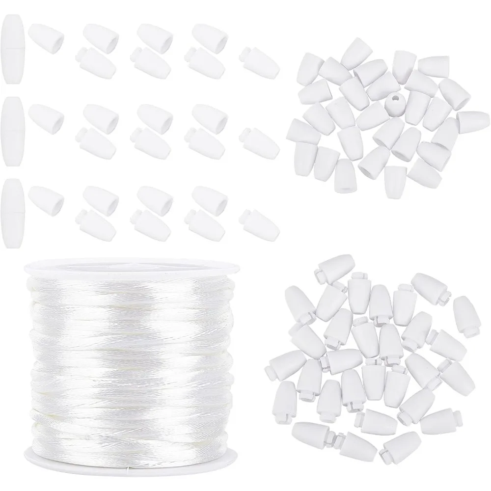 30 Set 24mm Plastic Break Away Safety Clasp Buckle with 10m Nylon Braided String Cords for Bracelets Necklaces DIY making kit