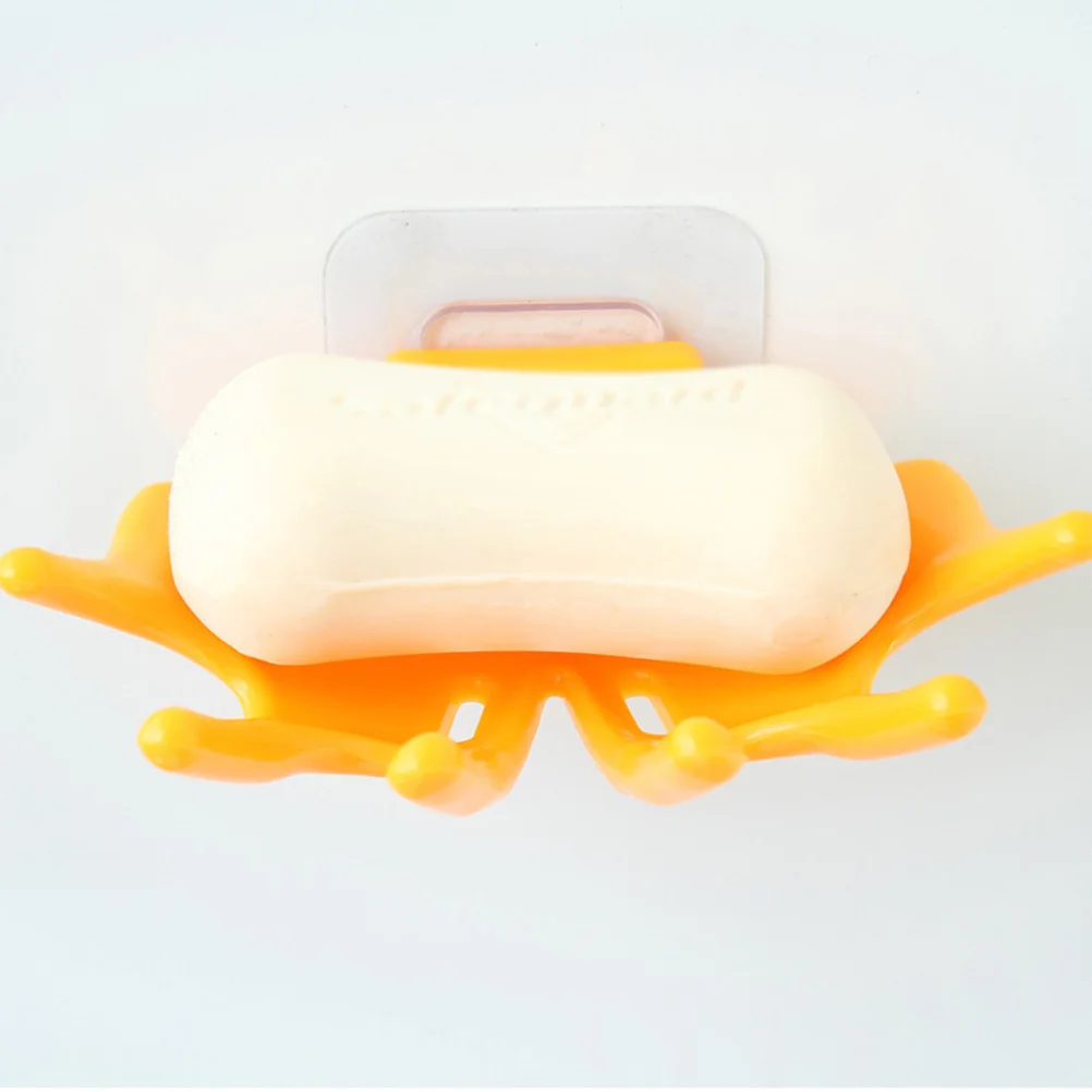 

1pc Box Hand Orange Two Layer Drain Design Holder For Bathroom Kitchen Hand Shaped Soap Box Shower Soap Container