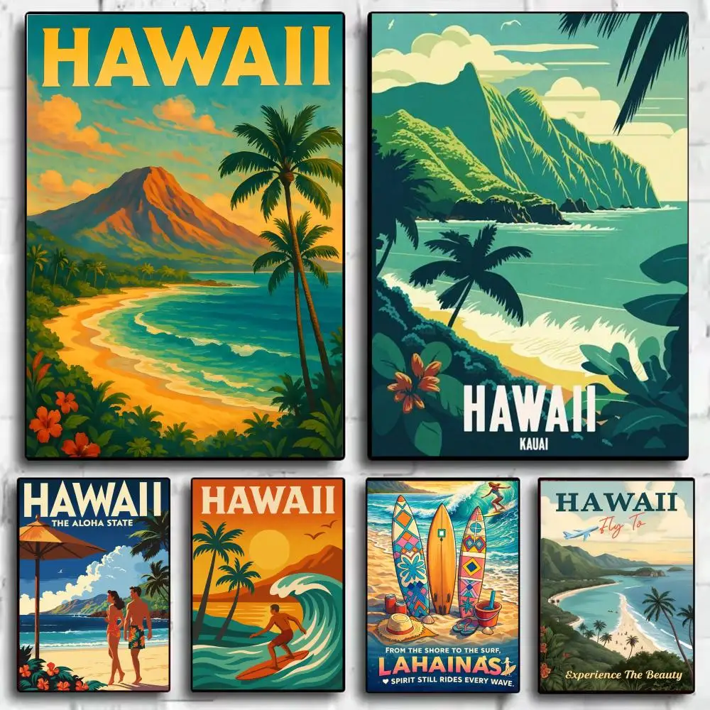 Summer Beach Hawaii Poster Modern Aesthetic Wall Art Print Minimalist Poster Bedroom Living Room Home Decor Gift