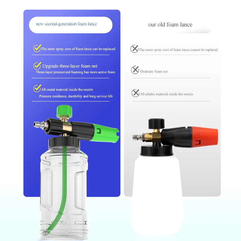 Car Wash Accessories Car Cleaning Foam Gun 1/4 Quick Connector Adjustable 1L High Pressure Soap Foamer Foam Lance Car Washer