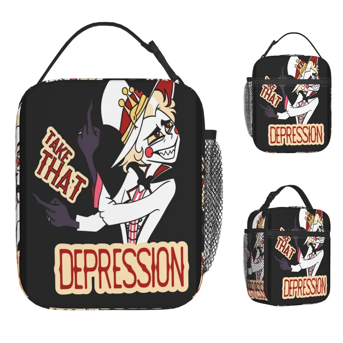 Hazbins Hotels Lucifer Lunch Bag For Men Print Lunch Box Casual Picnic Cooler Bag Portable Oxford Thermal Tote Handbags