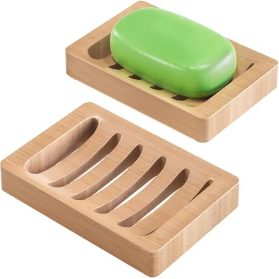 

Soap Holder Soap Dish, Bamboo Soap Dish, 2 Pack Wood Bar Soap Holder for Shower, Trays Self Draining, Soap Saver for Shower, Ba