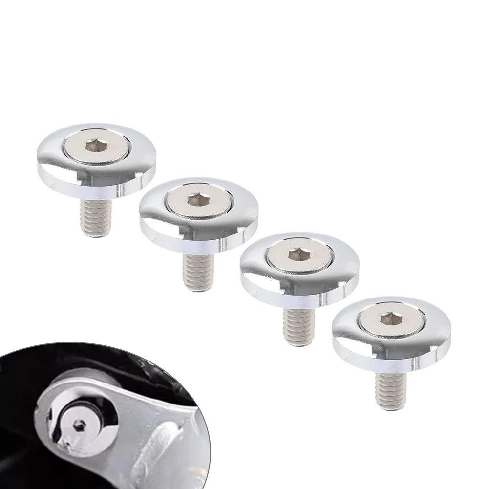 4x Chrome Motorbike Flatside Gas Tank Bolt Mount For Harley Softail Springer Fat Boy FXST FLST 1991-1999