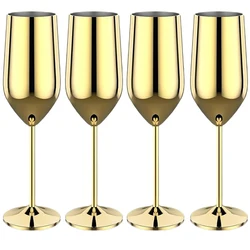 4Pcs New Stainless steel wine glasses unbreakable metal cocktail glasses 220ml for drinking cocktails and wine in the at bar Cup