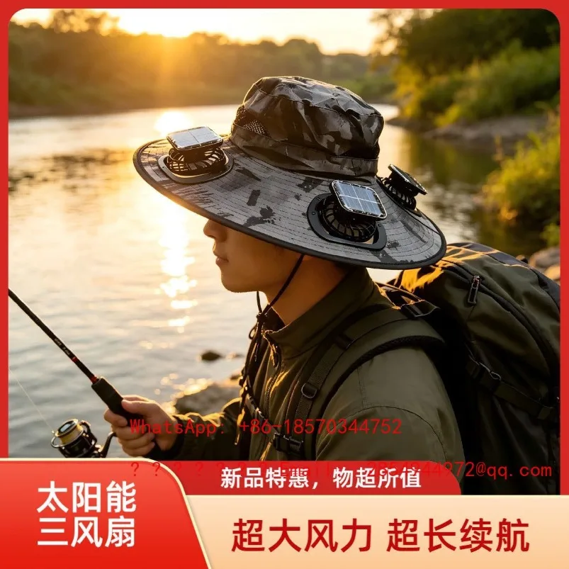 

Three Fan Hat Outdoor Mountaineering Fishing UV Protection Sunshade Bucket Hat