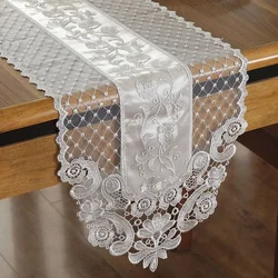 Dining Table Runner Tablecloth Beige Runners Wedding Party Flower Europe Embroidered Flag Lace Coffee Cabinet Home Decoration