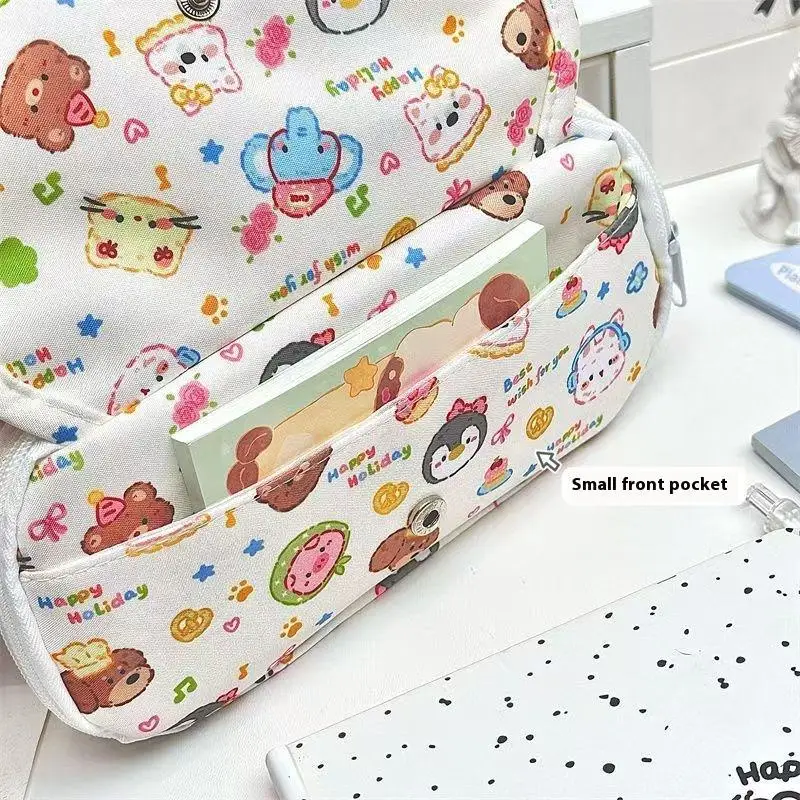 Cute Floral Dog Printed Pencil Bag Large Capacity Multi-layer Stationery Storage Bag Student Supplies Gift