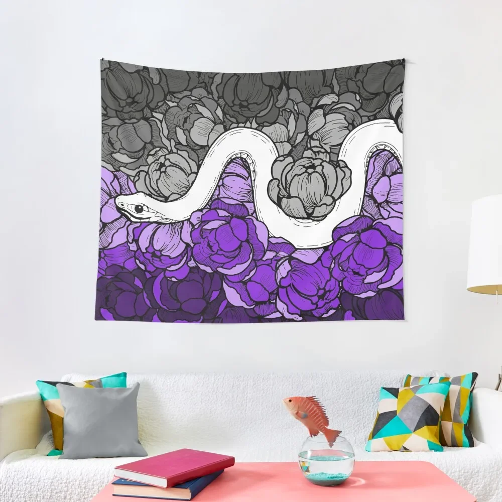 

Asexual Pride Floral Snake Design Tapestry Room Decor For Girls Aesthetic Decoration Custom Aesthetic Room Decorations Tapestry