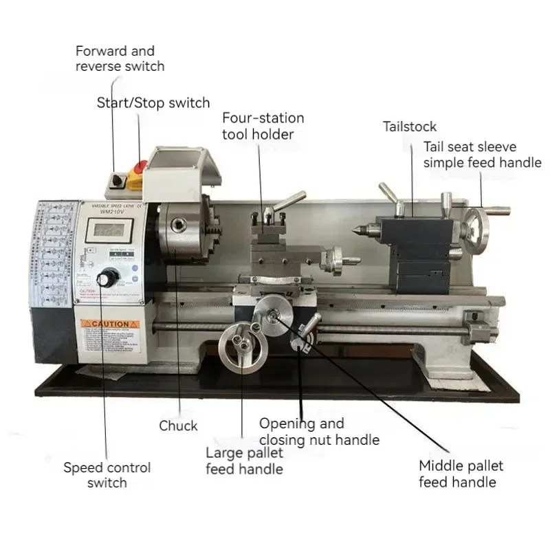 Dla 850W gospodarstwa domowego mały metalowy cyfrowy wyświetlacz tokarka wielofunkcyjna DIY tokarka bezszczotkowy silnik sprzęt do przetwarzania