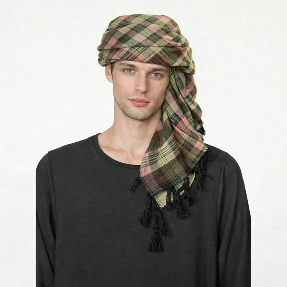 

Arabic Scarf Large Size Arab Shemagh with Tassel Wrap Style Keffiyeh Scarf Desert Scarf Arab Tradition